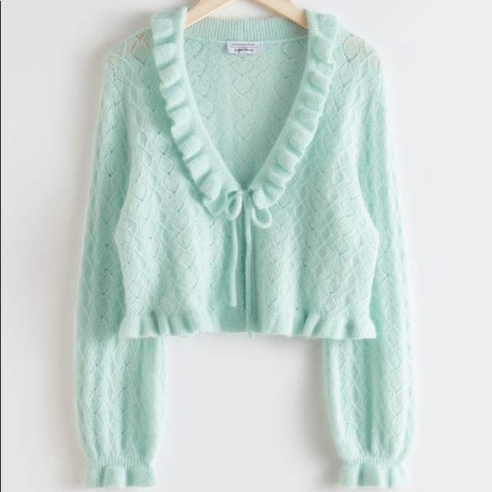 & Other Stories Ruffled Alpaca Blend Knit Cardigan
